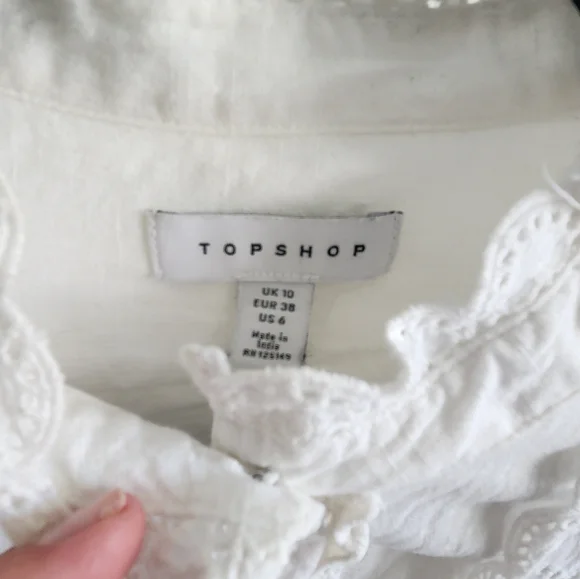 White Eyelet Button-Up Blouse - Picture 2 of 5